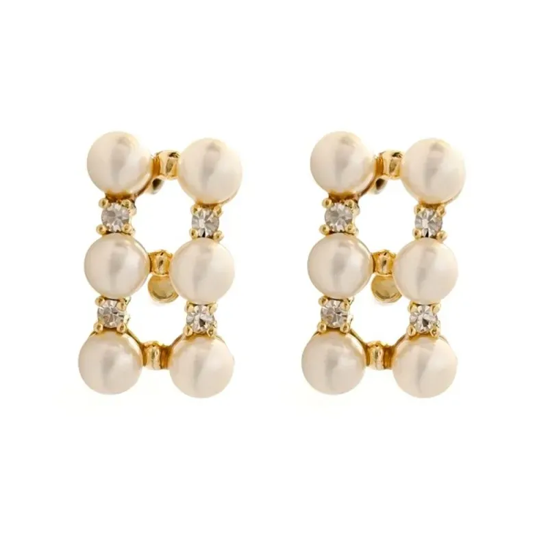Pendientes en Plata de Ley 925m chapados oro con 20 mm. y 6 perlas de