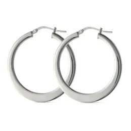 Aros Pendientes en Plata de Ley 925m planos con 30 mm. y 3 mm. de gro