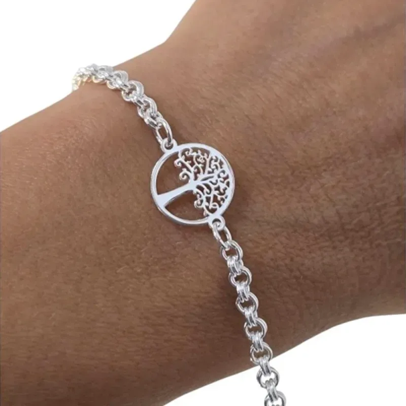 Árbol de la Vida Pulsera Amuleto en Plata de Ley 925m 17 cm. cadena h