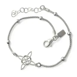 Nudo de Bruja Pulsera Amuleto Plata de Ley 925m con 17 cm. cadena cor