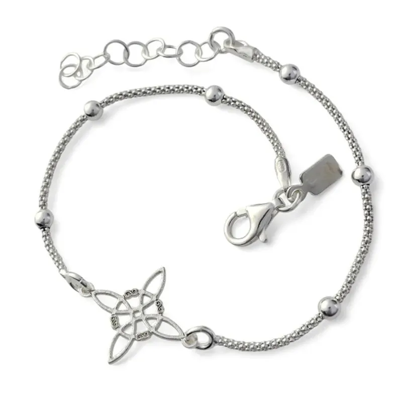 Nudo de Bruja Pulsera Amuleto Plata de Ley 925m con 17 cm. cadena cor