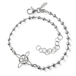 Nudo de Bruja Pulsera Amuleto en Plata de Ley 925m con 17 cm. bolas m