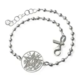Tetragramatón Pulsera Amuleto en Plata de Ley 925m con 17 cm. bolas m
