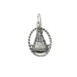 Virgen del Rocío Colgante en Plata de Ley 925m oxidado de 16.5 mm. ca