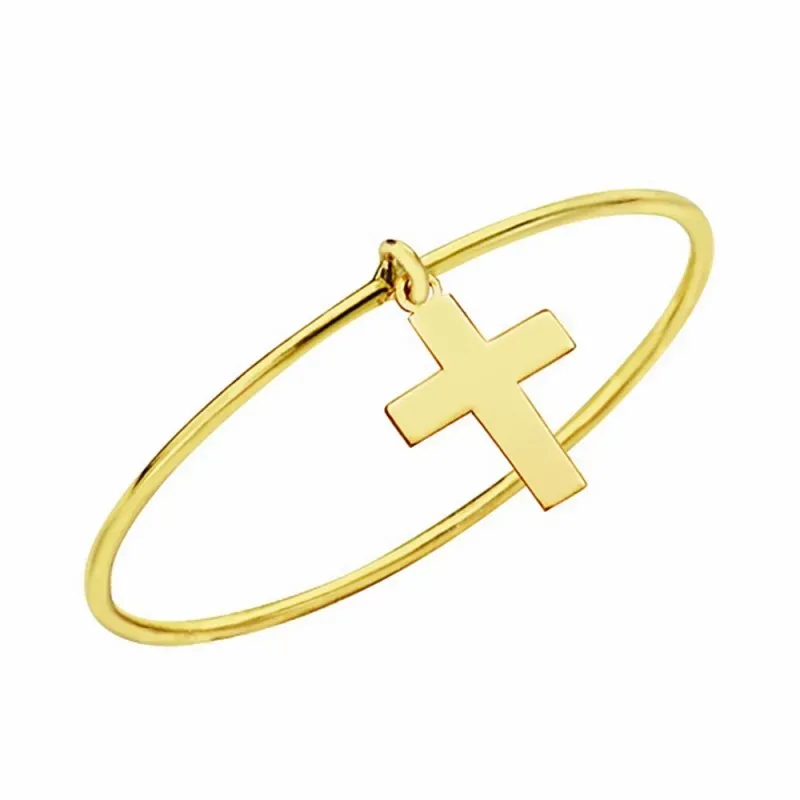 Sortija oro 18k aro liso 0.5mm. cruz [AA2287]