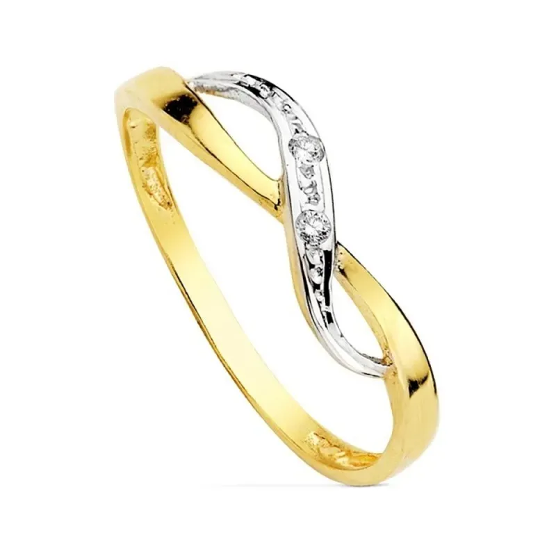 Sortija oro 9k comunión bicolor [AB1798]
