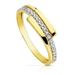 Sortija oro bicolor 18k 19 circonitas [7538]