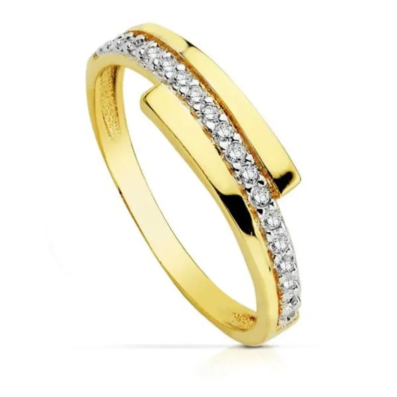 Sortija oro bicolor 18k 19 circonitas [7538]
