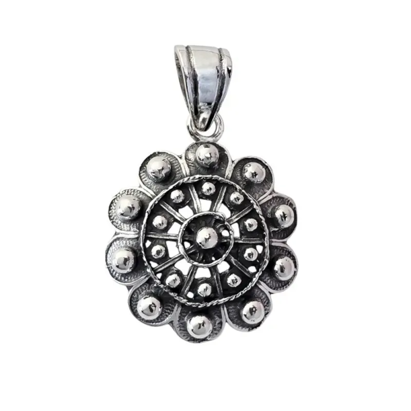 Colgante plata ley 925m 24mm. liso oxidado charro [AA7575]