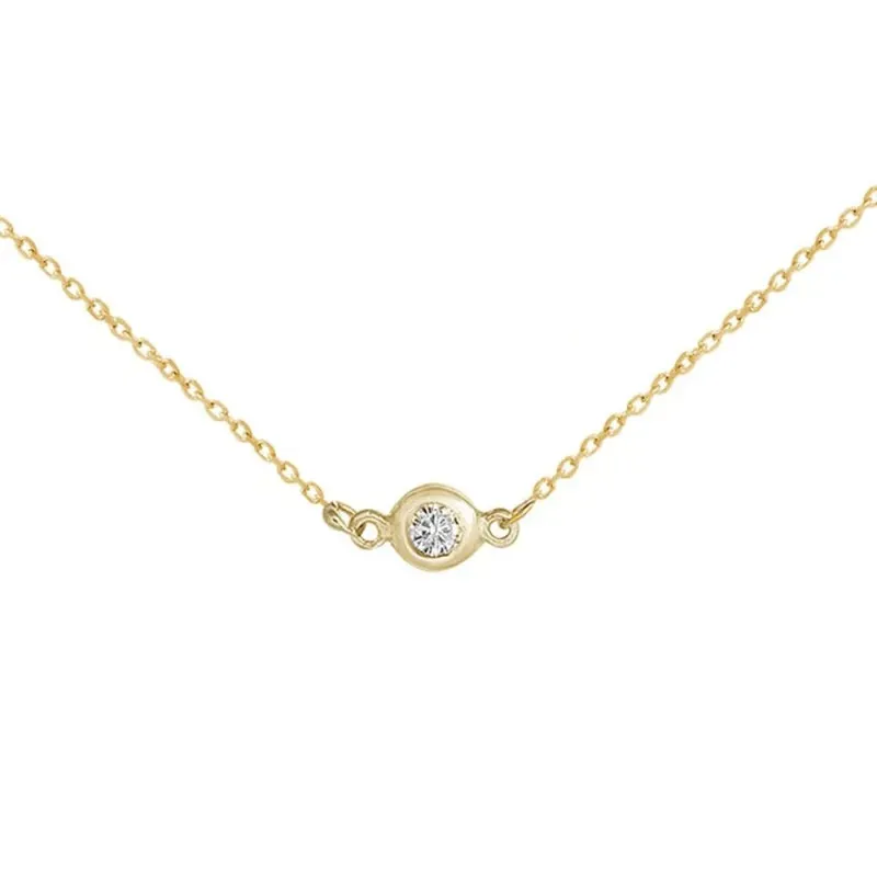 Gargantilla oro 18k mujer 42 cm. chatón centro diamante 0.04ct.