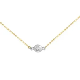 Gargantilla oro bicolor 18k mujer 42 cm. chatón centro diamante 0.04c