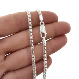 Cadena Plata Ley 925m veneciana 60 cm. ancho 3 mm.