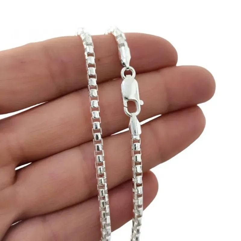 Cadena Plata Ley 925m veneciana 60 cm. ancho 3 mm.