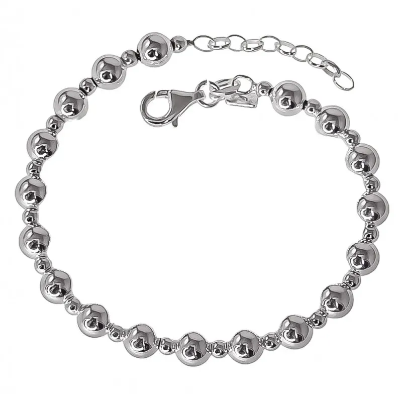 Pulsera plata Ley 925m combinada bolas 6mm. y 3mm. 19cm. [AB3550]