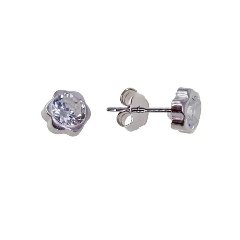 Pendientes plata ley 925m chatón 5mm. flor [AB2664]