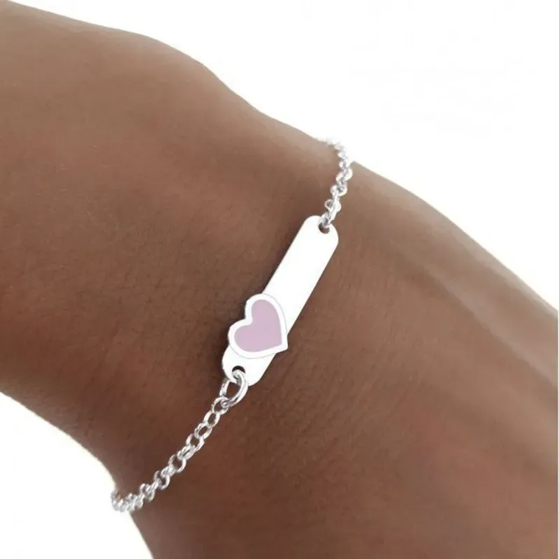 Esclava Plata Ley 925m niña 15 cm. cadena rolo detalle corazón esmalt