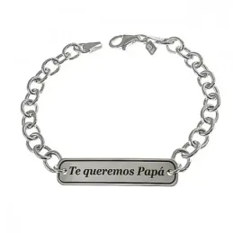 Pulsera plata ley 925m asas chapa TE QUEREMOS PAPÁ [AB2695]