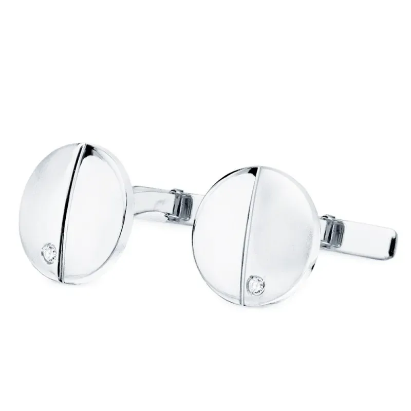 Gemelos oro blanco 18k hombre 15 mm. redondos circonitas combinadas l