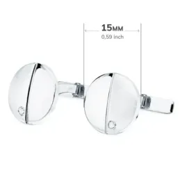 Gemelos oro blanco 18k hombre 15 mm. redondos circonitas combinadas l