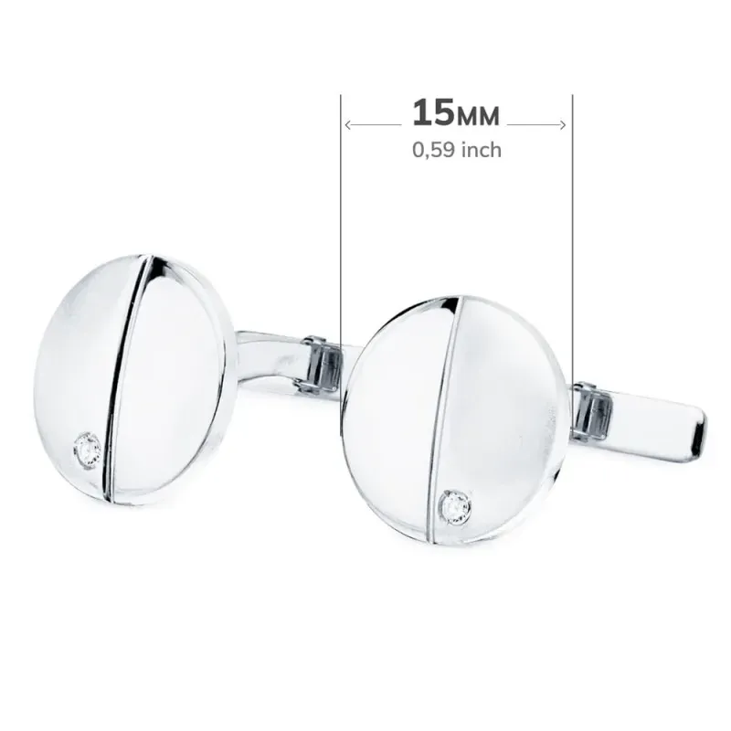 Gemelos oro blanco 18k hombre 15 mm. redondos circonitas combinadas l