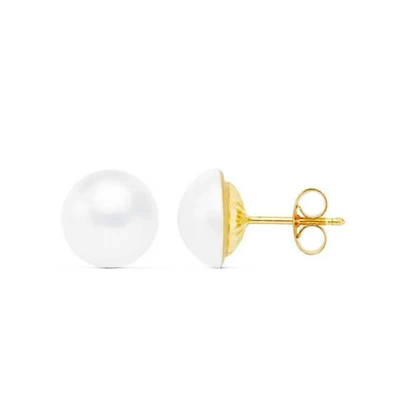 Pendientes oro 18k perla japonesa 9mm. [AA0677]