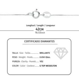 Gargantilla oro bicolor 18k cadena veneciana 42cm. colgante chatón 6mm. diamante 0.050ct. brillante