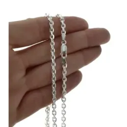 Cadena plata Ley 925m unisex 60 cm. forzada ancho eslabón 3.5 mm. mos