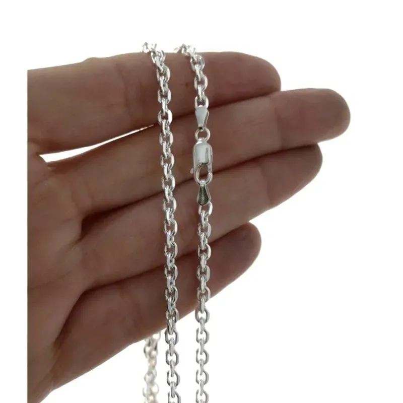Cadena plata Ley 925m unisex 60 cm. forzada ancho eslabón 3.5 mm. mos