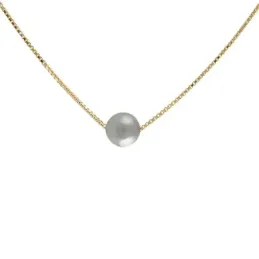 Colgante con cadena Oro Amarillo 18k modelo Circles (1 perla gris de 6mm.) Cadena:43cm.