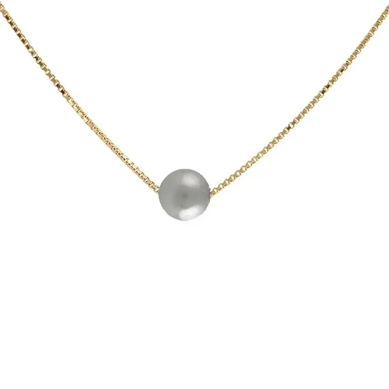 Colgante con cadena Oro Amarillo 18k modelo Circles (1 perla gris de 6mm.) Cadena:43cm.
