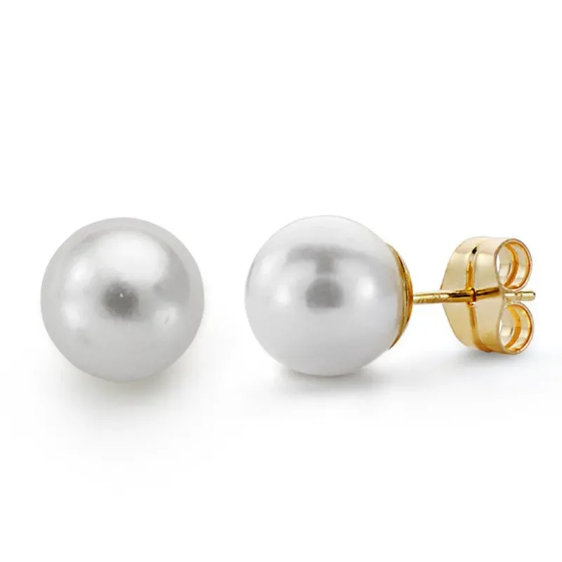 Pendientes oro 18k perla cultivada 9mm. [AA0145]
