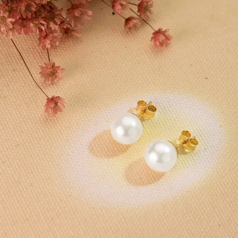 Pendientes oro 18k perla cultivada 9mm. [AA0145]