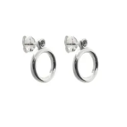 Pendientes plata Ley 925m 15mm. aro detalle arriba circonita cierre presión