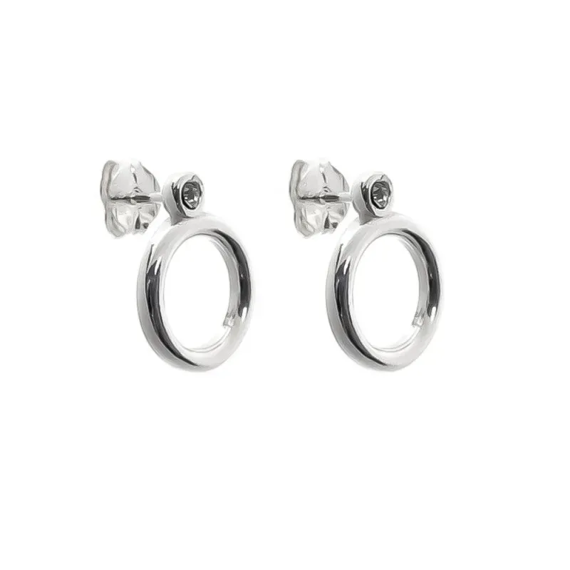 Pendientes plata Ley 925m 15mm. aro detalle arriba circonita cierre presión
