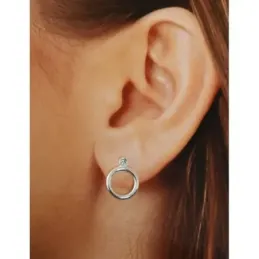 Pendientes plata Ley 925m 15mm. aro detalle arriba circonita cierre presión