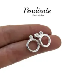 Pendientes plata Ley 925m 15mm. aro detalle arriba circonita cierre presión