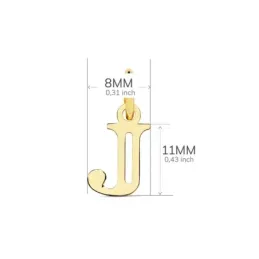 Colgante oro 18k letra J mayúscula 11mm. doble tira calada lisa
