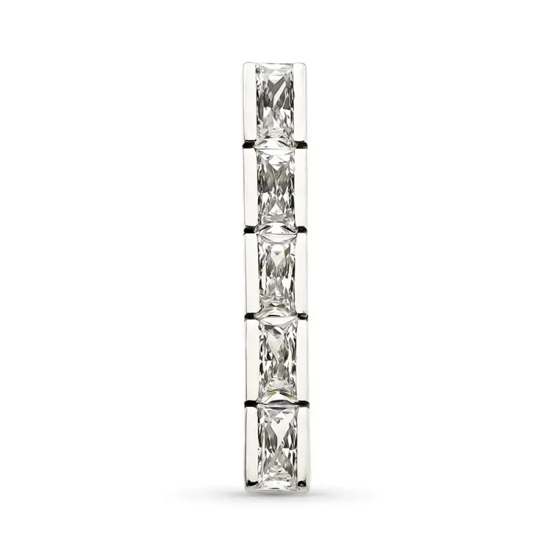 Colgante oro blanco 18k mujer barra vertical circonitas