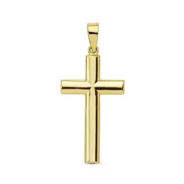Cruz oro 18k lisa 25mm. palo oval sencilla [AA7243]