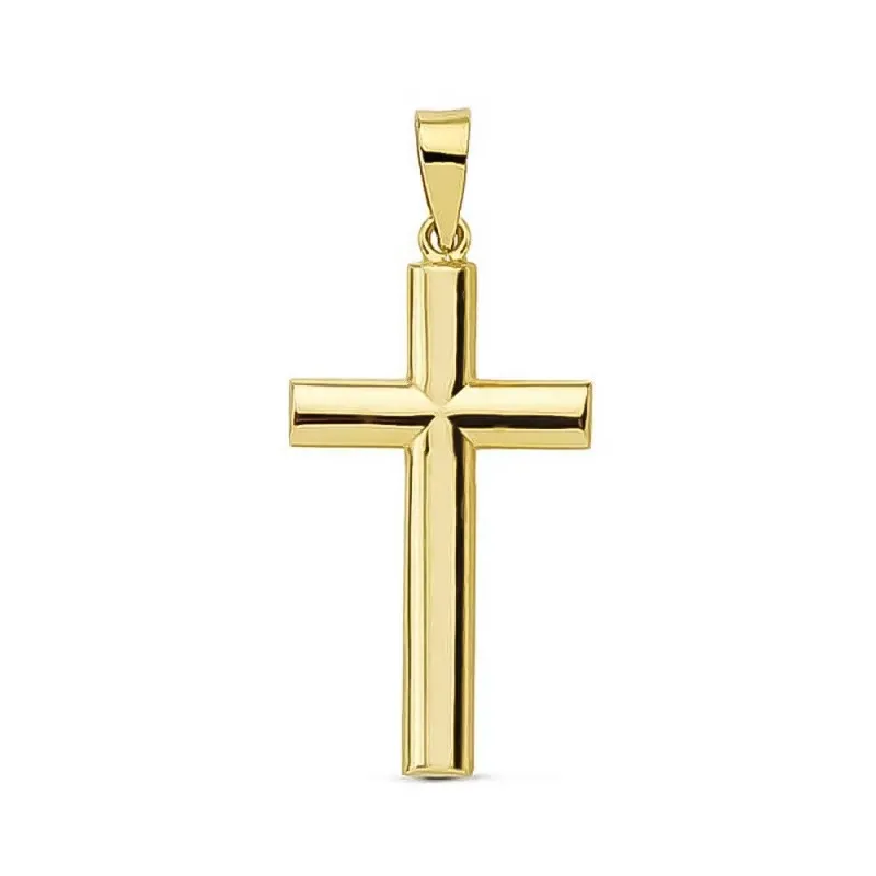 Cruz oro 18k lisa 25mm. palo oval sencilla [AA7243]
