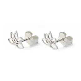 Flor de Loto Pendientes en Plata de Ley 925m con 9 mm. calados