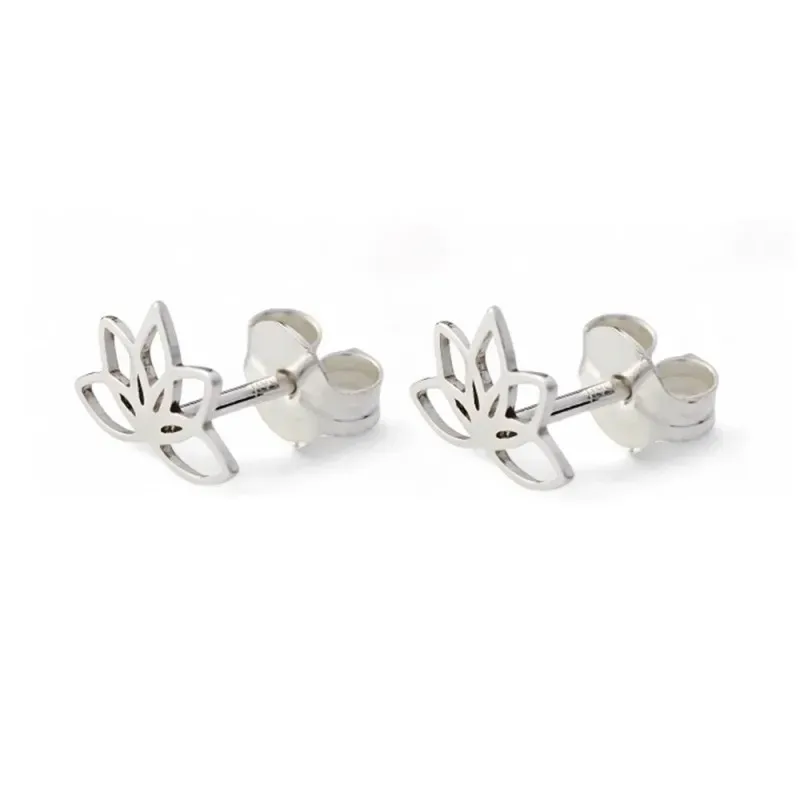 Flor de Loto Pendientes en Plata de Ley 925m con 9 mm. calados