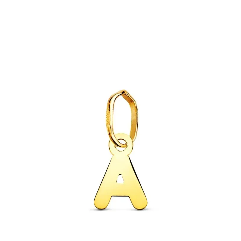 Colgante Inicial en Oro de 18k letra A con 8 mm. lisa acabada en bril