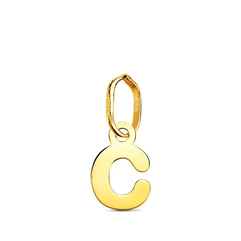 Colgante Inicial en Oro de 18k letra C con 8 mm. lisa acabada en bril