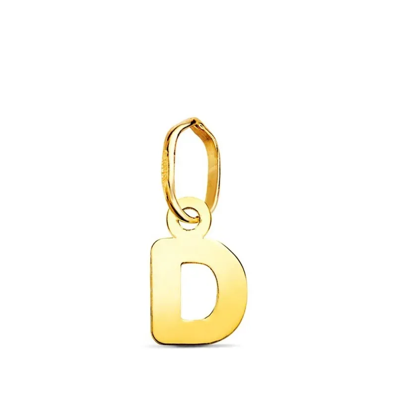 Colgante Inicial en Oro de 18k letra D con 8 mm. lisa acabada en bril