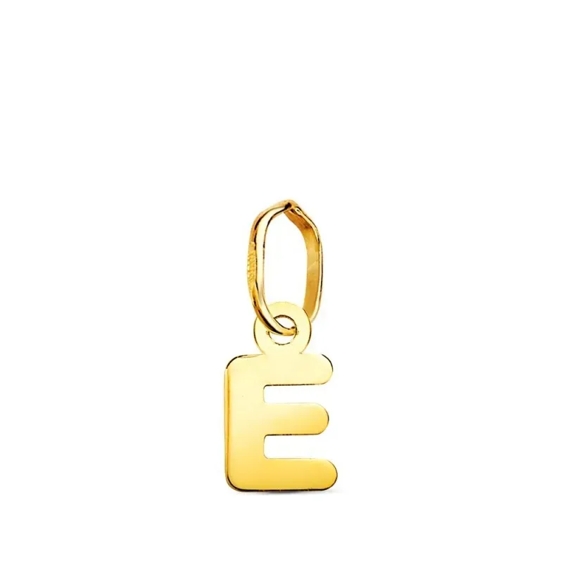 Colgante Inicial en Oro de 18k letra E con 8.2 mm. lisa acabada en br