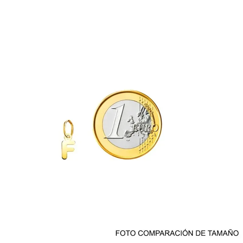 Colgante Inicial en Oro de 18k letra F con 8.4 mm. lisa acabada en br