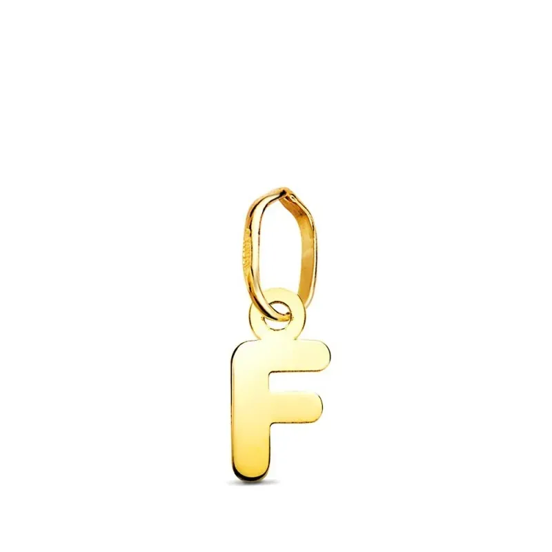Colgante Inicial en Oro de 18k letra F con 8.4 mm. lisa acabada en br