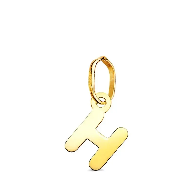 Colgante Inicial en Oro de 18k letra H con 8 mm. lisa acabada en bril
