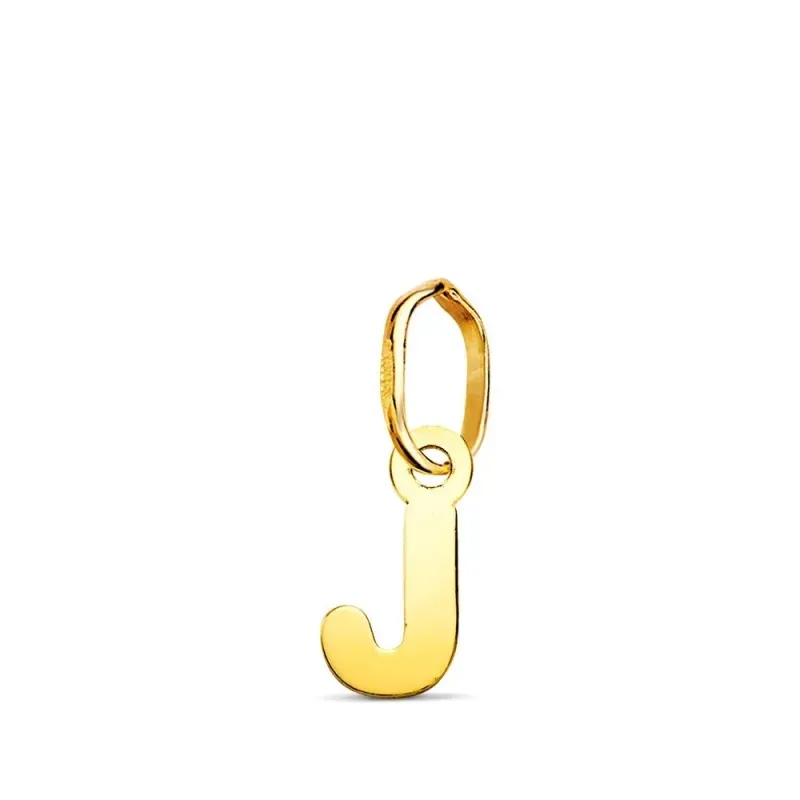 Colgante Inicial en Oro de 18k letra J con 8 mm. lisa acabada en bril